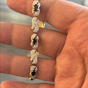 Sophisticated 925 Sterling Silver and Gold Bracelet with Intricate Detailing